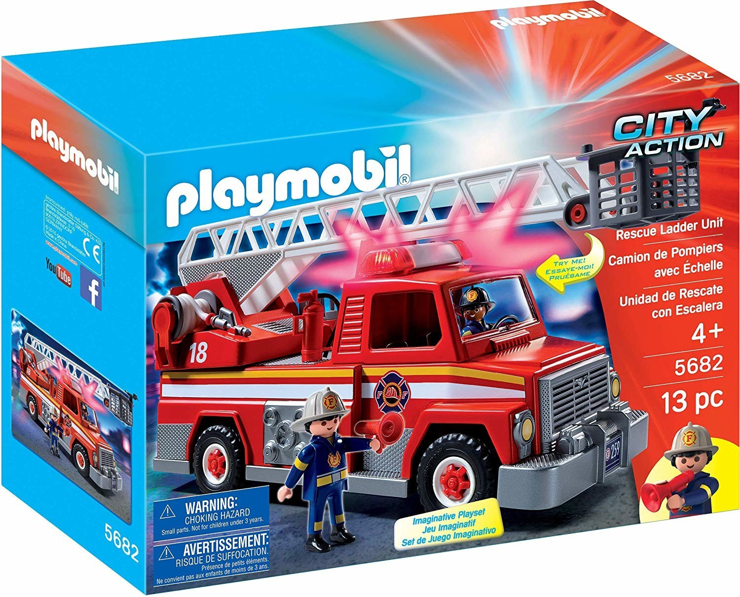 Playmobil 5682 hasičské auto s otočným žebříkem